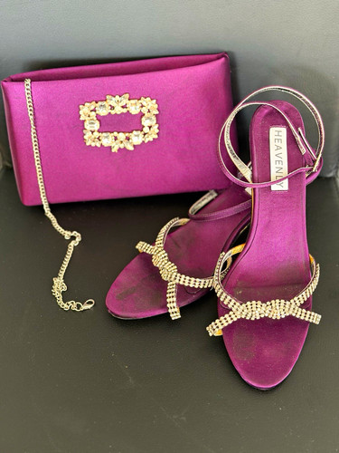 Heavenly purple satin strappy - satin,