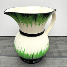 Vintage TG Green Grassmere England Jug 1940s Two Tone Earthenware Black Green
