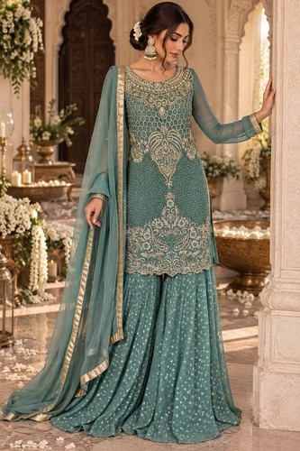 Blue gharara party wear for