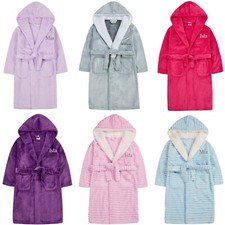 Girls Personalised Dressing Gown Bathrobe Nightwear Teens 2 - 13 Years