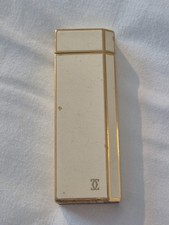 Vintage Must De Cartier Lighter Lacquer Double C Ivory Gold Fire