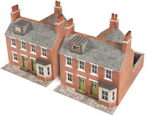 Two red brick terraced houses - two,