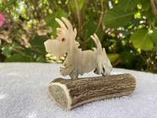Vintage Small Scottish Highland Terrier Scotty Dog Figurine Made With Antler
