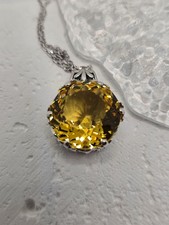 Citrine Pendant Necklace 925