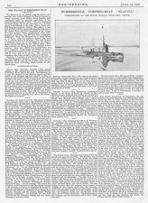 1907 Antique Engineering Print - Submarine Torpedo Boat, Glauco built in Venice