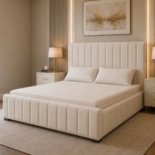 Panel bed frame plush - panel, velvet