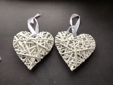 White wicker hearts wall - hearts,