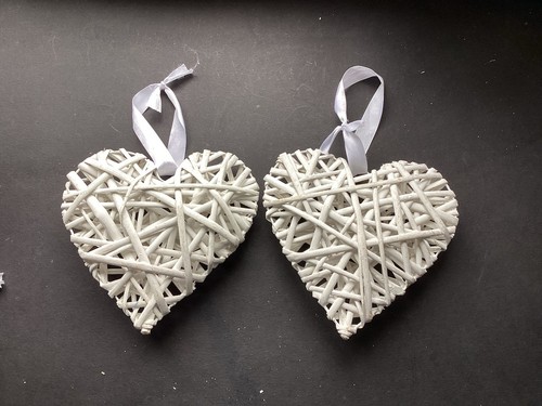 White wicker hearts wall - hearts,