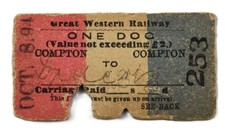 1894 GWR COMPTON GREAT WESTERN RAILWAY, DOG TOKEN, EDMONDSON RAILWAY TICKET DNSR