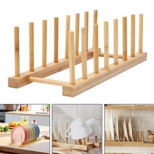 Wooden bamboo plate rack dish - wooden,