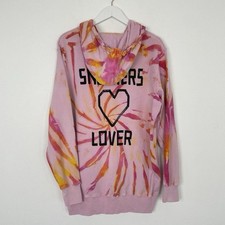Golden Goose Hoodie Sz S Full Zip Up Sweatshirt “Sneakers Lover” Pink Tie Dye