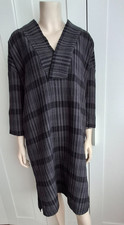Poetry Wool & Linen Mix Shift Check Dress Lagenlook Relaxed Fit Size UK 10