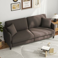Large 3 Seater Teddy Velvet Sofa with 2 Pillows Modern Couch Love Seat Settee