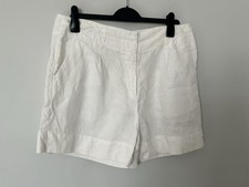 Next Linen Shorts Size 14 White, Pockets, Belt Loops, Waist 36” Outseam 17”