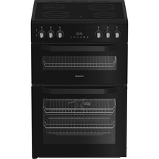 Hotpoint HDE6VDB1 60cm Free Standing Electric Cooker with Ceramic Hob Black A/A