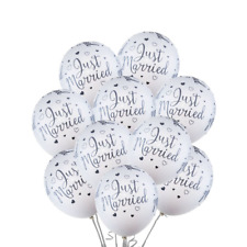 10pcs JUST MARRIED Wedding Party Balloons Latex Wedding Mr Mrs Hearts 12" UK 