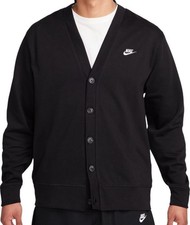 Nike Club Men’s Knit Cardigan Button Up Sweater Black FN3898-010