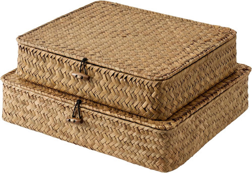 Wicker storage boxes with - storage,