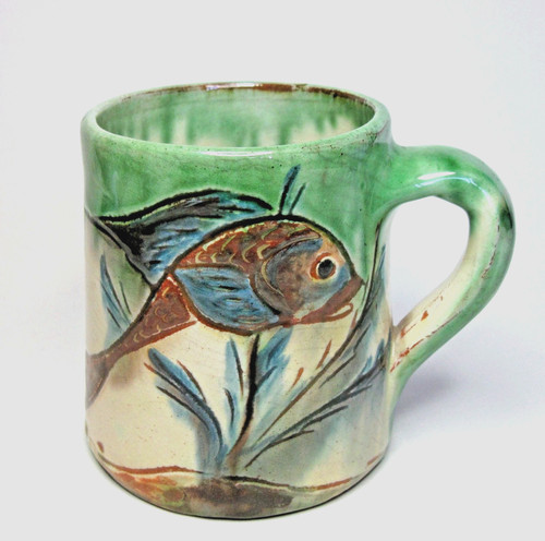 Spanish pottery fish mug - pottery,