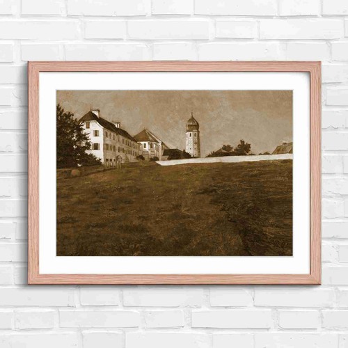 Green countryside with tower - with,