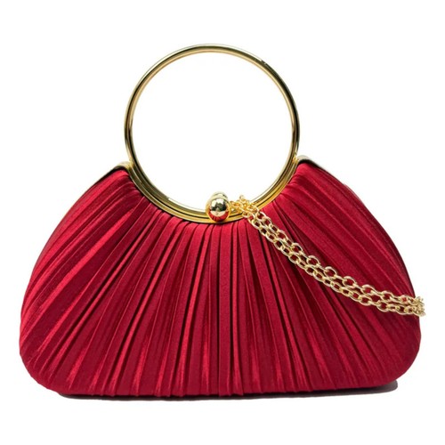 Elegant satin pleated clutch - pleated,