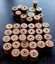 Mixed Lot Vintage 40+ Wooden Cotton Threads Reels Sylko Coats Etc #V