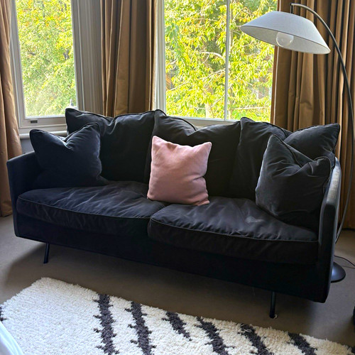 Black velvet sofa - velvet,