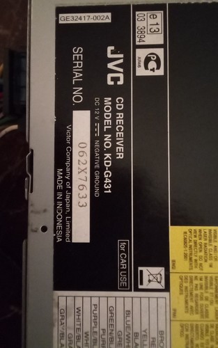 Jvc g431 - jvc, kd-g431
