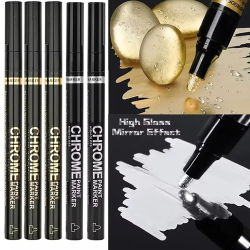 Chrome pen marker - chrome, waterproof