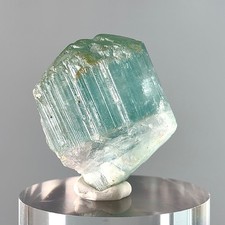 Rare Natural Bicolour Seafoam Paraiba-Like Indicolite & Pink Tourmaline Crystal