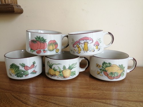 Set vintage soup bowl mugs - set,