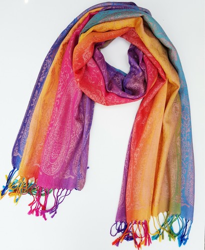 Paisley pashmina rainbow scarf - paisley,
