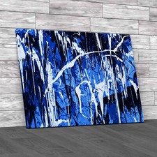Dripping Paint Graffiti Blue Canvas Print Large Picture Wall Art