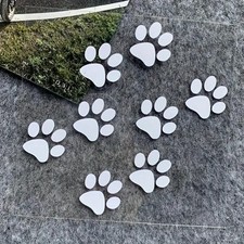 8x SILVERY WHITE PAW PRINTS