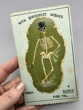Unusual Antique / Vintage Christmas Card - Skeleton Design