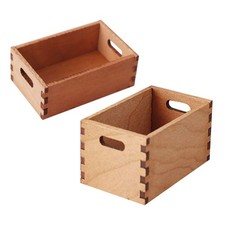  2pcs Mini Wooden Crates for Dollhouse - 1:12 Decorative Storage Boxes for