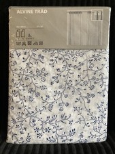 Alvine Trad IKEA 145 x 300cm Semi-Sheer White Blue Floral Print Curtains NIP