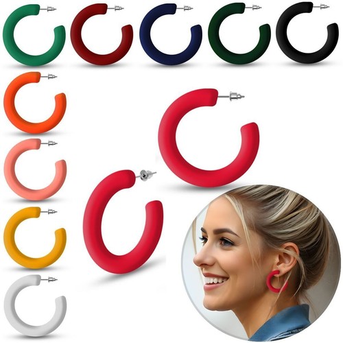 Trendy plastic hoop earrings - plastic,