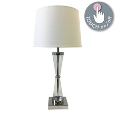 Modern Touch Table Lamp Bedside Light Chrome and Ribbed Glass White Shade