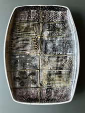 Rare Vintage 1960s Rye Pottery Large Rectangular Footed Dish By David Sharp