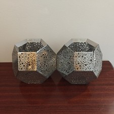 2 Tom Dixon Etch Silver Tea Light Holders.   displayed but not used.  
