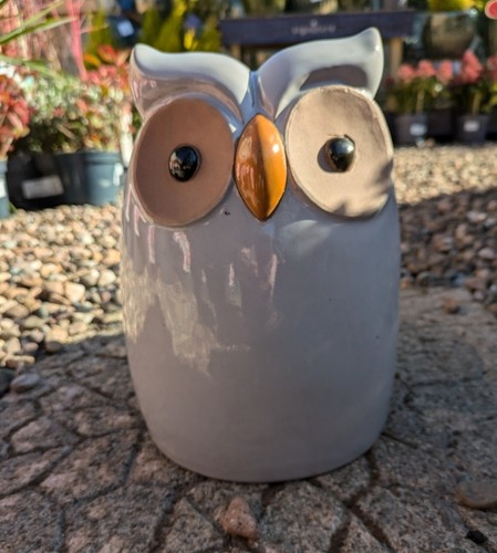 Grey owl ceramic garden - grey,