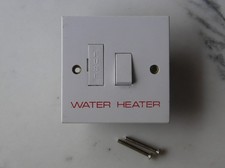 13 Amp Single Water Immersion Heater Switch 13A White Red Text mains faceplate