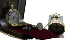 Shotgun Cartridge Pocket Watch Cufflinks Gun Gift Set 12 Gauge Shell Shooting