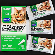 RSPCA FLEAaway 3x SPOT-ON PIPETTE SOLUTION TREATMENTS TO KILL CAT FLEAS & TICKS