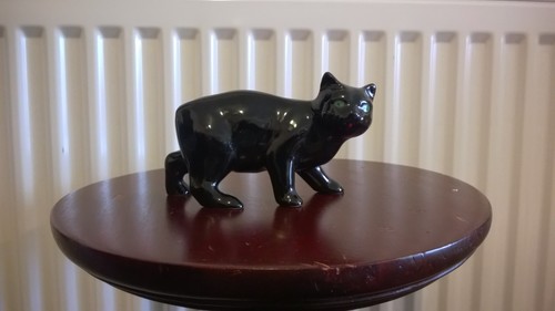 Black manx cat porcelain - black,