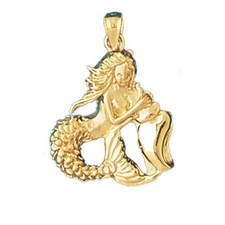Mermaid Charm Pendant 14k Gold