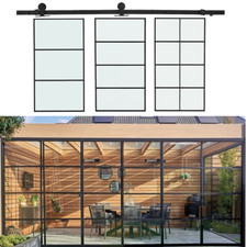 3x6.7FT Sliding Door Glass and Aluminium Slide Rail Sliding Glass Internal Doors