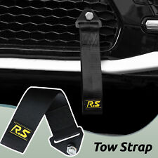 Car Trailer Front Bumper Racing Style Decor Tow Hook Strap Body Rope Kit Black