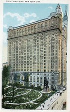Art Deco tinted postcard Trinity building New York.. unposted